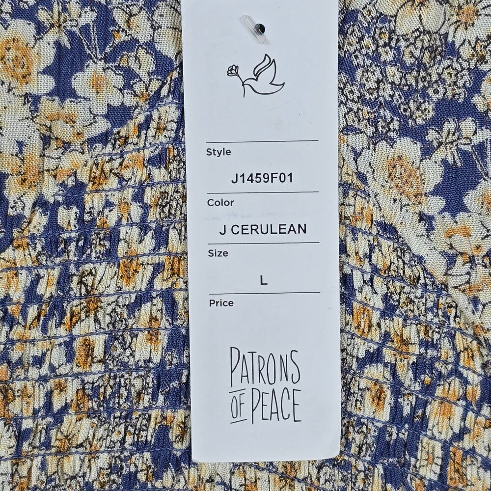 NWT Patrons of Peace Womens Large Smocked Floral Cropped V Neck Top - Picture 11 of 15